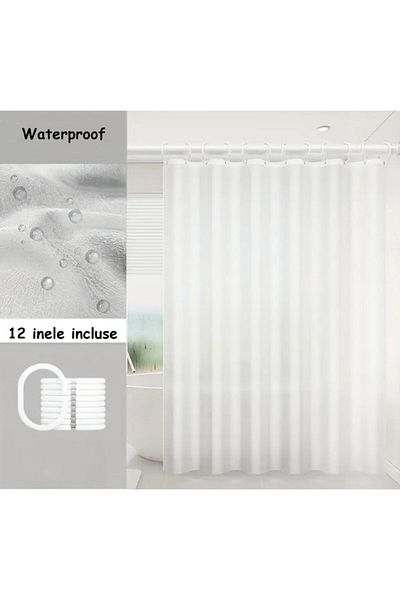 SyaMAG Perdea De Dus Cu 12 Inele Plastic Incluse, 200x180 Cm, Alba