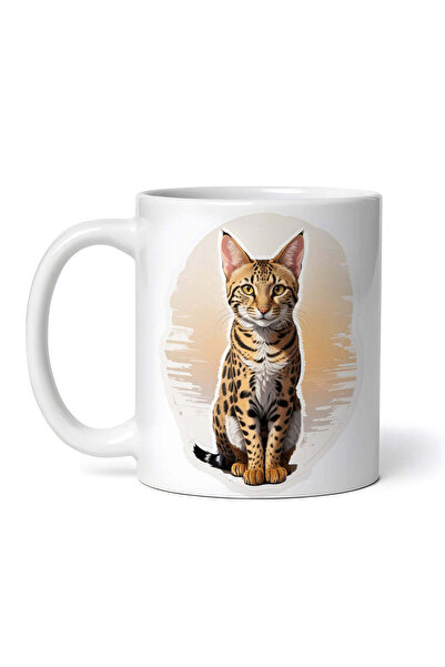 OEM Εξατομικευμένη λευκή κούπα, Savannah Cat, INOVATIX®. 330ml