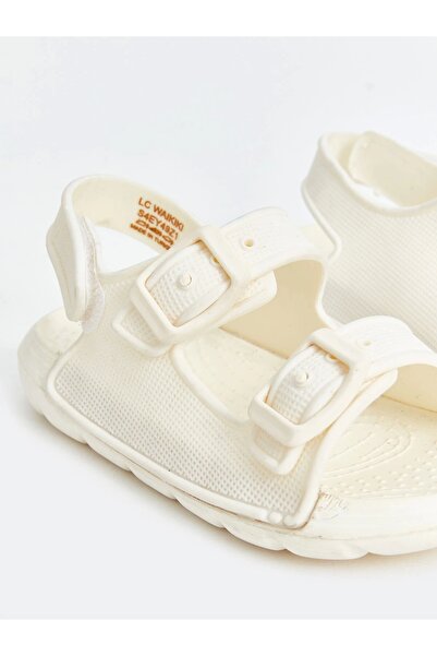 LC Waikiki Lcw Steps Ecru Printed Double Strap Baby Girl Sandals