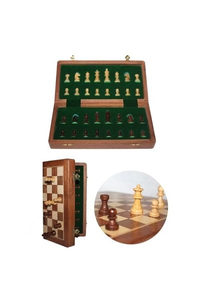 PRATİKOBA Wooden Foldable Boxed Chess Game with Magnet Stones 30 cm