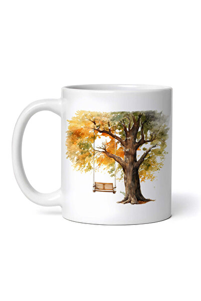 OEM Cană albă personalizată, leagăn copac toamnă, INOVATIX®. 330ml
