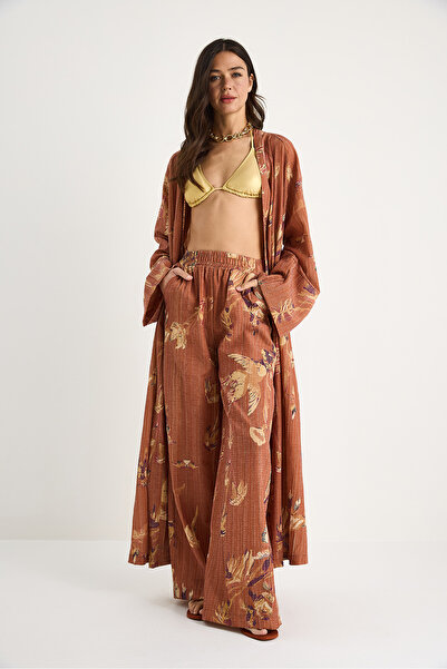 Bianco Lucci Дамски комплект панталон с широк ръкав, кимоно с ластик и джоб, 8010 60283355