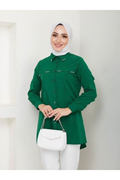 SHİROSA τούνικ χιτζάμπ με λεπτομέρεια από πέτρα