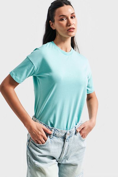 its basic Γυναικείο T-shirt Mint Green Color S5-114 Crew Neck Basic