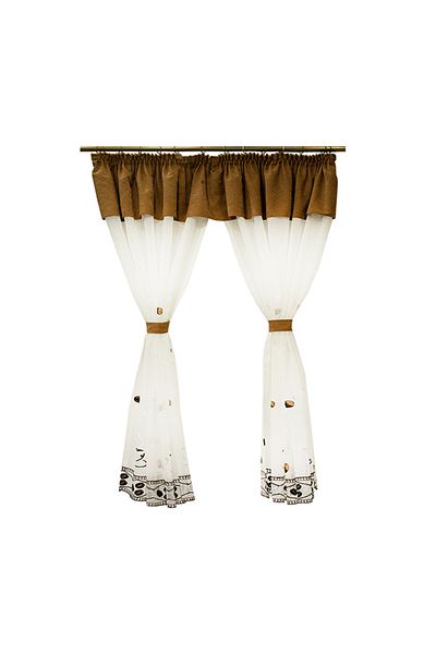 Velaria Perdea de bucătărie cu imprimeu brodat cu ceașcă de cafea, 300x165 cm