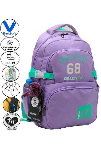 Harmela 34500 Daily School Backpack Unisex School Bag Lilac-Green