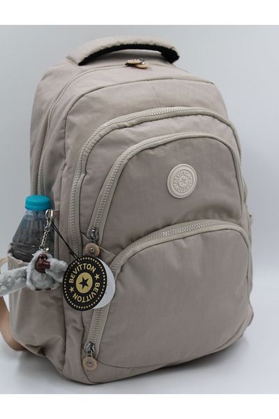Harmela 34600 Water Resistant Daily School Backpack Unisex School Bag Beige