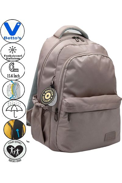 Harmela 34100 Water Resistant Daily School Backpack Unisex School Bag Mink