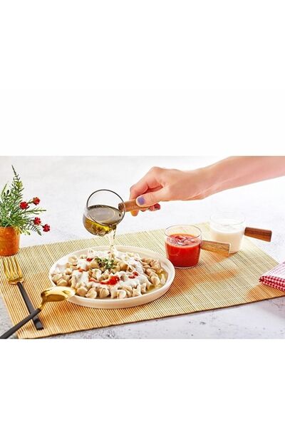 DİBA AVM Mini Sauce Bowl with Bamboo Handle Mica Mini Sauce Bowl Milk Bowl Jam Turkish Delight Bowl Multi-Purpose Presentation Bowl, 6 Pieces