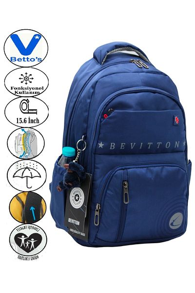 Harmela 34400 Water Resistant Casual Backpack Unisex School Bag Navy Blue