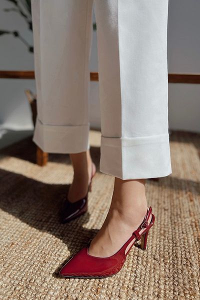 POLKA STORE Mind Pointed Toe V Decolteat Spate Deschis Rochie de Seara Stiletto Pantofi de damă cu toc