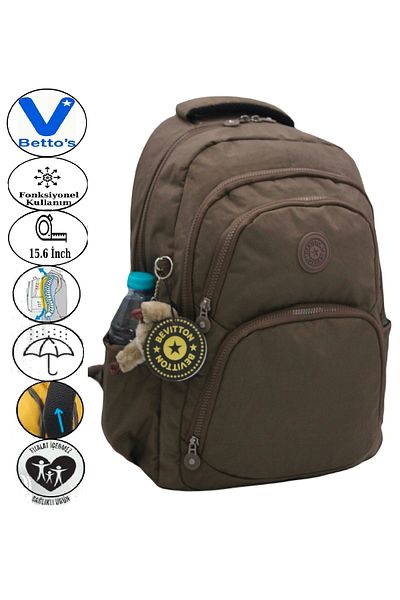 Harmela 34600 Water Resistant Casual School Backpack Unisex School Bag Coffee