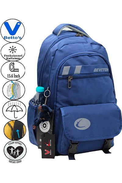 Harmela 34300 Water Resistant Casual School Backpack Unisex School Bag Navy Blue