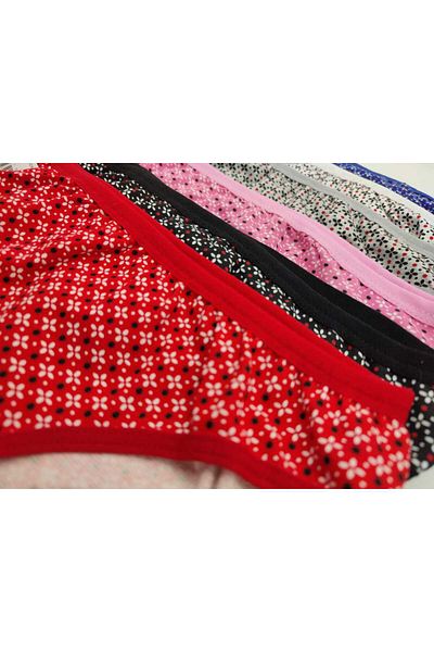 BEYAZTOPTAN 100% Cotton Women's 12-Pack Flowery Eleanor Bikini (0582)