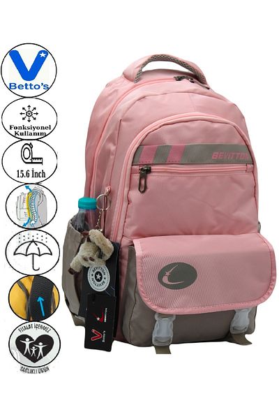 Harmela 34300 Water Resistant Casual School Backpack Unisex School Bag Powder-Mink