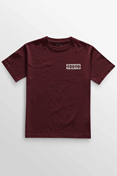 Kretas Unisex bordo T-shirt japanska majica Tokyo City Japan minimalna prednj...