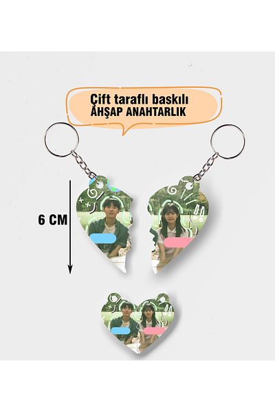 Akumastik Twinkling Watermelonyi Chan X Yoon Cheong Ah 2Li Heart Couple Keychain - Bilateral Keychain Kdrama