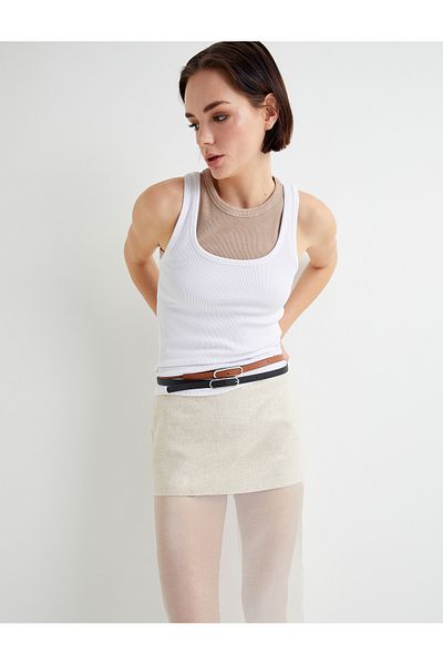 Koton Gerippte Slim-Fit-Unterhemden mit Neckholder