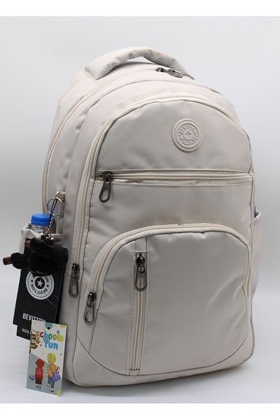 Harmela 1710 Water Resistant School Backpack Unisex Daily School Bag Beige