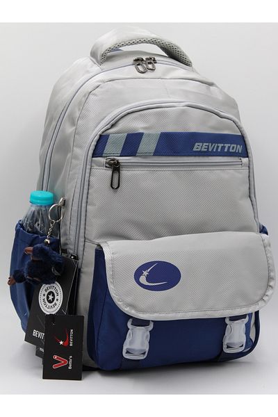 Harmela 34300 Water Resistant Casual School Backpack Unisex School Bag Grey-Navy Blue