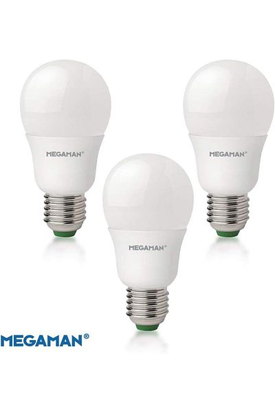 MEGAMAN Set of 3 LED Bulbs, E27, 9.5 W, 810ml, 4000k, 15,000 Hours, Cool White, Energy Class A