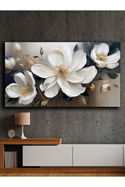 Şehzat Tekli Yatay Soyut Yağlı Boya Görünümlü Dekoratif Kanvas Duvar Tablosu