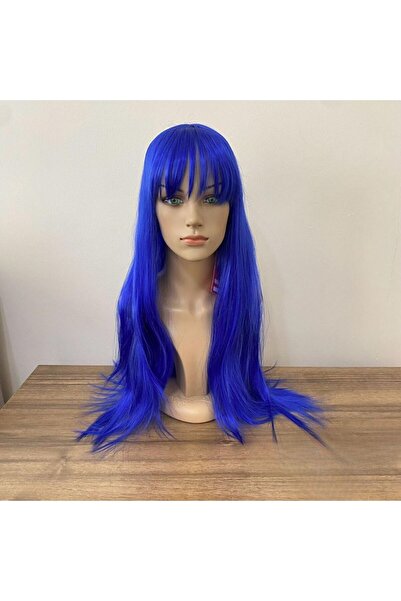 papatya peruk Mavi Uzun Kahküllü Düz Sentetik Peruk