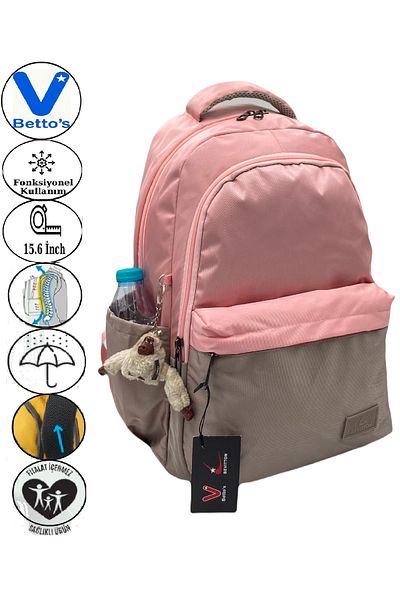 Harmela 34100 Water Resistant Daily School Backpack Unisex School Bag Powdermink