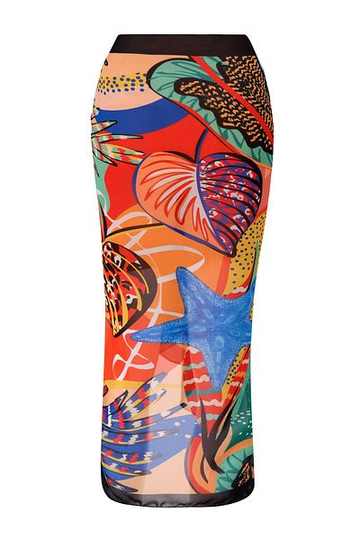CUPSEA Women's Black Tulle Detailed Covered Swimsuit (Supported) Bodrum Pareo Set of 2