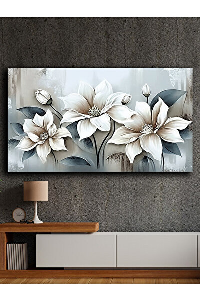 Şehzat Tekli Yatay Soyut Yağlı Boya Görünümlü Dekoratif Kanvas Duvar Tablosu