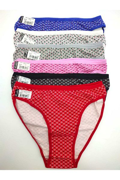 BEYAZTOPTAN 100% Cotton Women's 6-Pack Flowery Eleanor Bikini (0582)