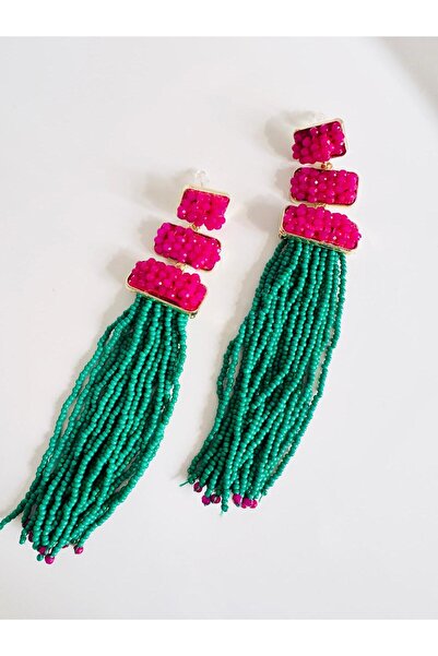 DEVİ fashion Etnik Püsküllü Vintage Küpe 13 cm
