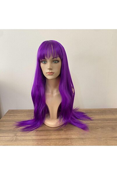 papatya peruk Mor Rengi Kahküllü Düz Uzun Sentetik Peruk