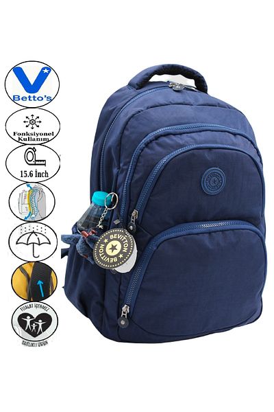 Harmela 34600 Water Resistant Casual School Backpack Unisex School Bag Dark Navy Blue