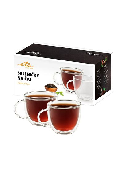ETA Set 2 Cesti Pentru Ceai 9153 91000, 2 X 400 Ml, Sticla Borosilicata Cu Pereti Dubli