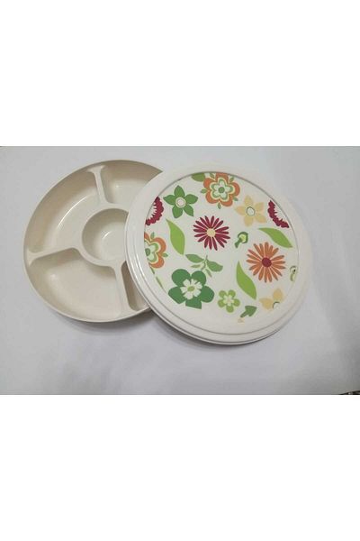 YANPA TİCARET Yanpa/Freya 5 Compartment Covered Melamine Storage Container. It Is 20 cm in Diameter.