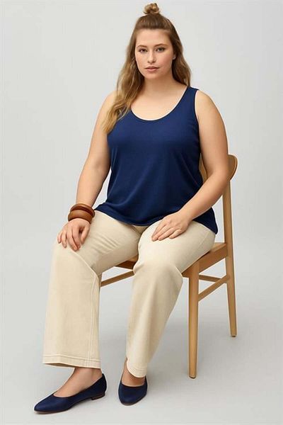 COTENCONCEPT A-Line Plus Size Cotton Thick Strap Tank Top T-Shirt