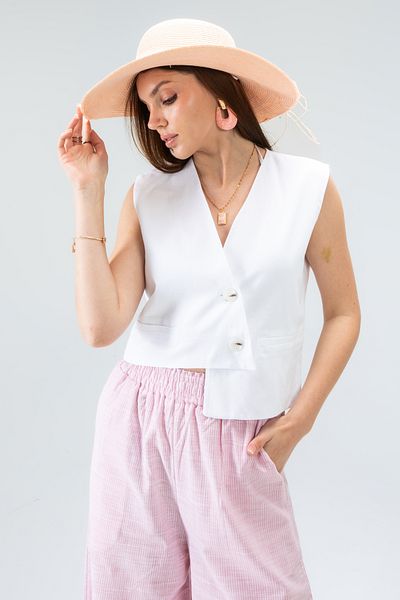 Tt Line Women's Vest Asymmetrical Vest Blue Vest Coffee Racy Vest Classic Vest Casual Linen Trend Vest