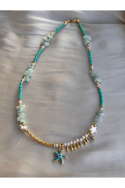 Miliva Evil Eye Beaded Starfish Necklace |   Bead Necklace |   Summer Necklace