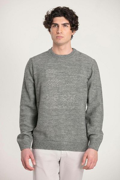 GMG FIRENZE Gray Melange Slim Fit Men's Sweater - Crew Neck, Gmg Fırenze ZR23MFW04013