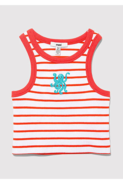 Mavi Detaljan vez Štampano Prilagođena crvena haljina bez rukava za devojčice...