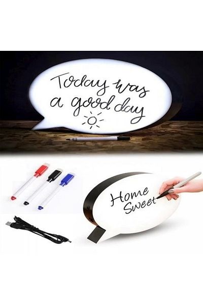 storeks Illuminated Message Board with Speech Bubble Appearance that Can Be Written with a Pen