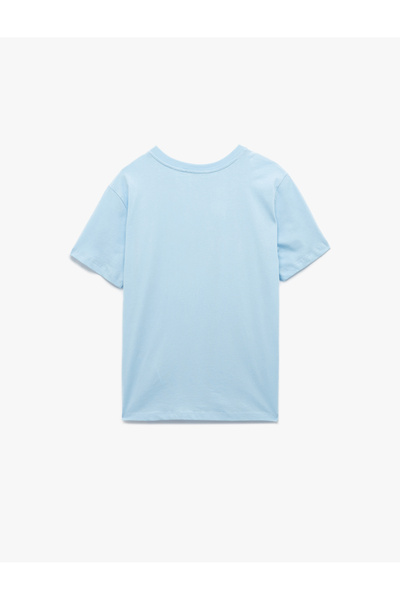 Koton Bavlněné tričko s krátkým rukávem a výstřihem s potiskem mušle