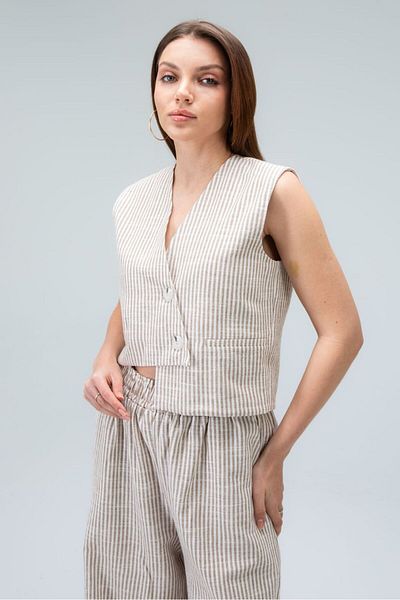 Tt Line Women's Vest Asymmetrical Vest Blue Vest Coffee Racy Vest Classic Vest Casual Linen Trend Vest