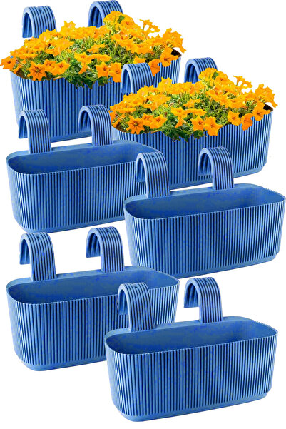 TEMMUZ HOME 6 Adet Karasu Plastik Pera Askılı Balkon Saksısı(Plastik kelepçeli)