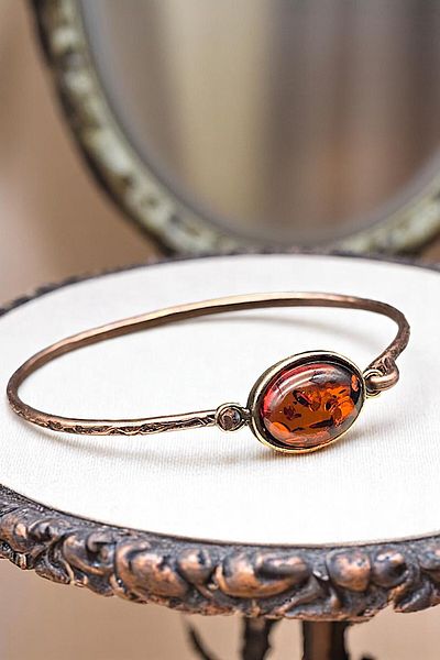 NBS Beautiful Naturel Stones Copper (Pure Real) Amber Stone Trend Elegant Bracelet (Evil Eye Protection) (Special Occasions, Gift)