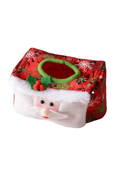 Bibilel Decorative Napkin Box, Santa Claus Design, Christmas Theme, 16 x 10 cm, Red