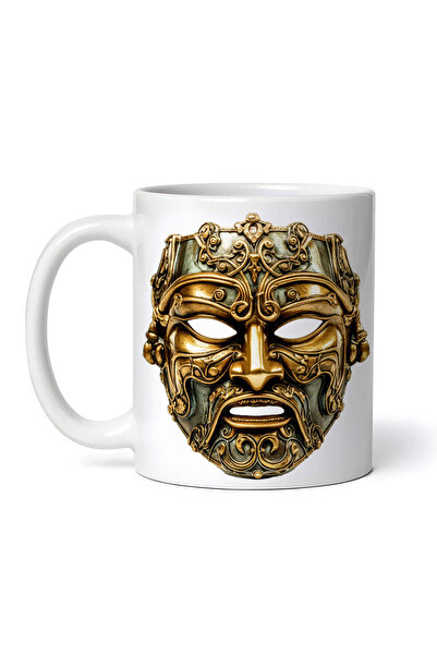 OEM Cană albă personalizată, mască aurie, Inovatix®. 330 ml