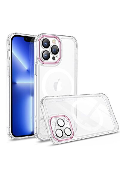 Apple (compatible) Θήκη Σιλικόνης MagSafe για iPhone 13 Pro Max, Διαφανές Ροζ...