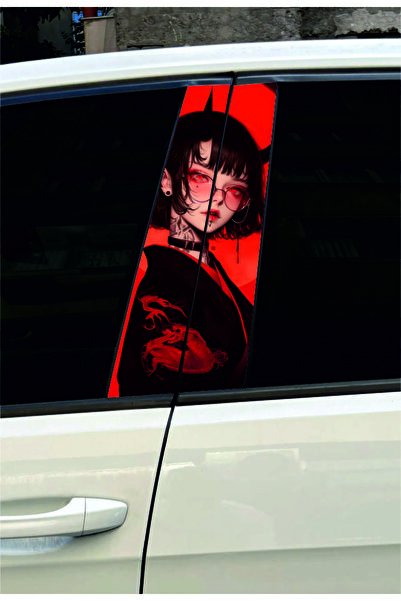 Sticksy Anime Baskılı Araç Kapı Direk Kaplama Folyo Sticker 2'li UV BASKI